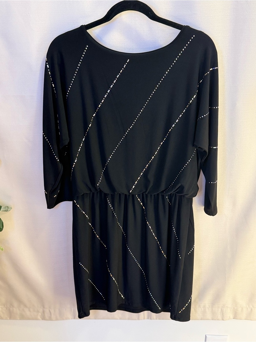 White House Black Market Black Rhinestone Embellished Mini Dress • Size Medium